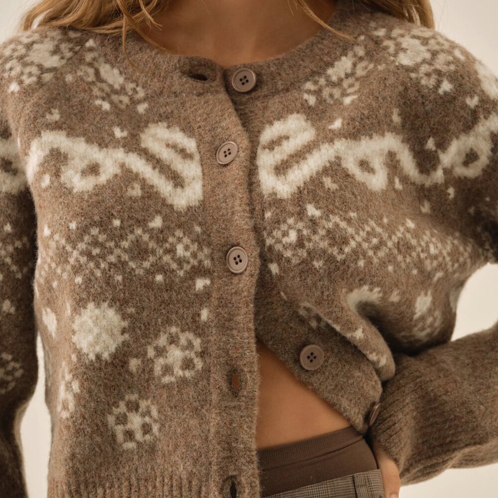 Arabella Intarsia Crewneck  Cardigan